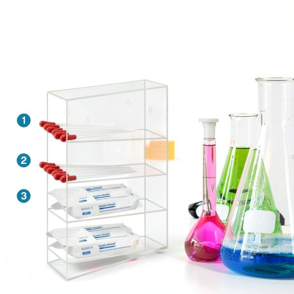 Clear Acrylic Pipette Rack DoubleFill 4-Compartment Sealed Base-3