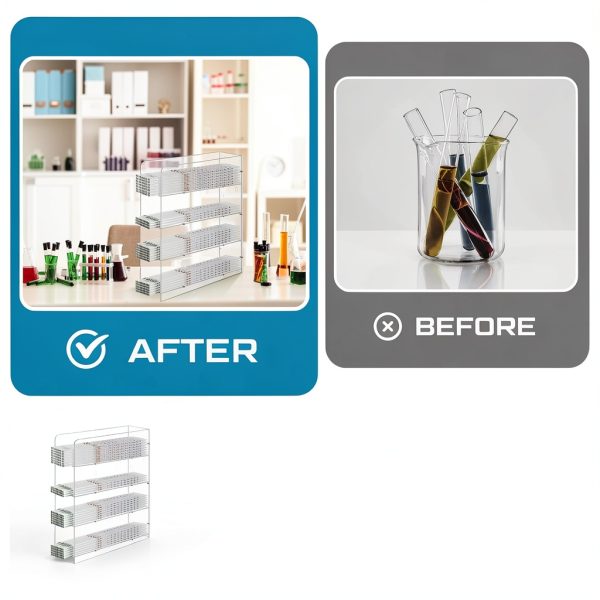 Acrylic Pipette Rack Geelin 4‑Compartment Clear Stand 15×11.8×4 in-3